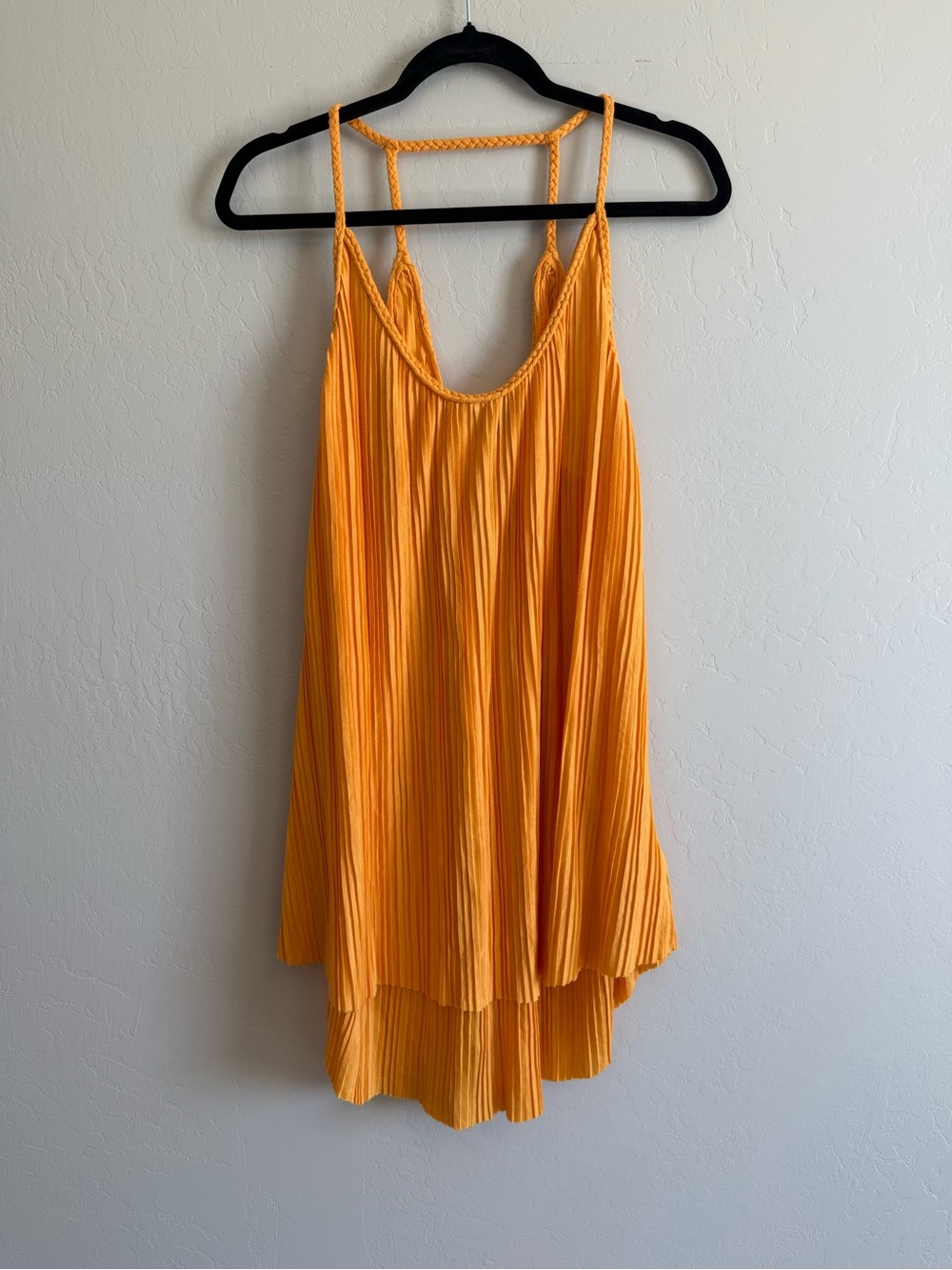 Anthropologie Golden Orange Pleated Mini Dress #P260